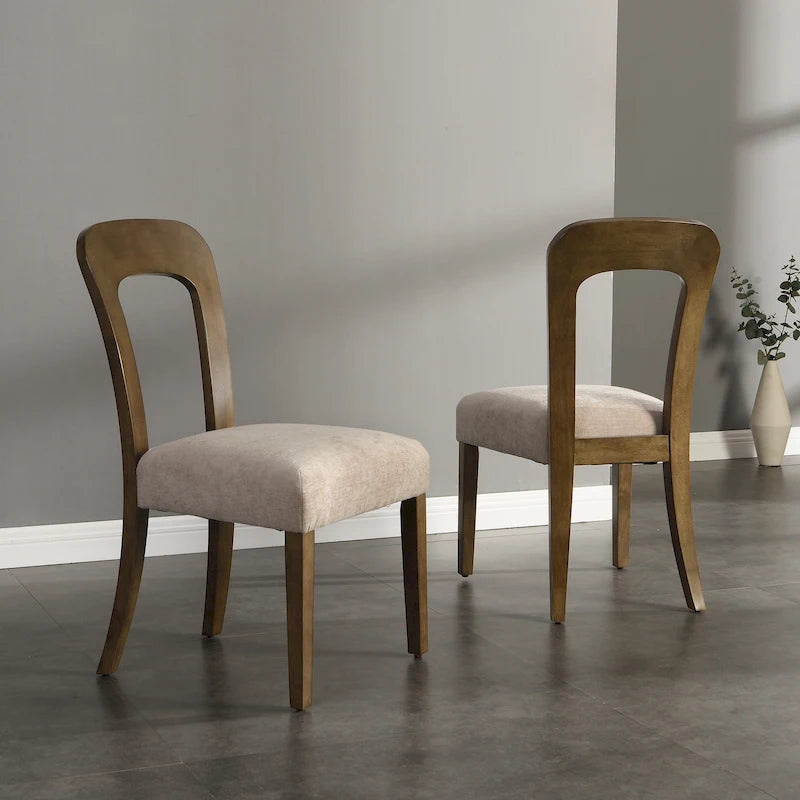 Juego de 2 sillas de comedor tapizadas con estructura de madera resistente
