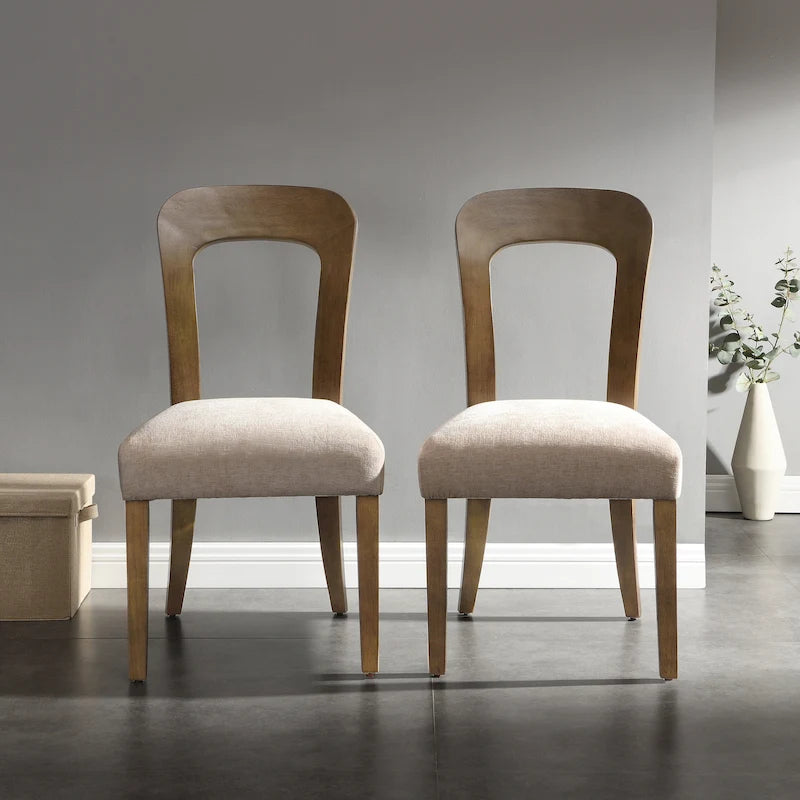 Upholstered Dining Chairs with Sturdy Wood Frame, Set of 2