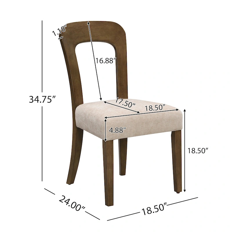 Upholstered Dining Chairs with Sturdy Wood Frame, Set of 2