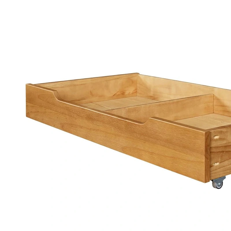 Solid Wood Underbed Storage Trundle Organizer with Wheels, Queen King Size