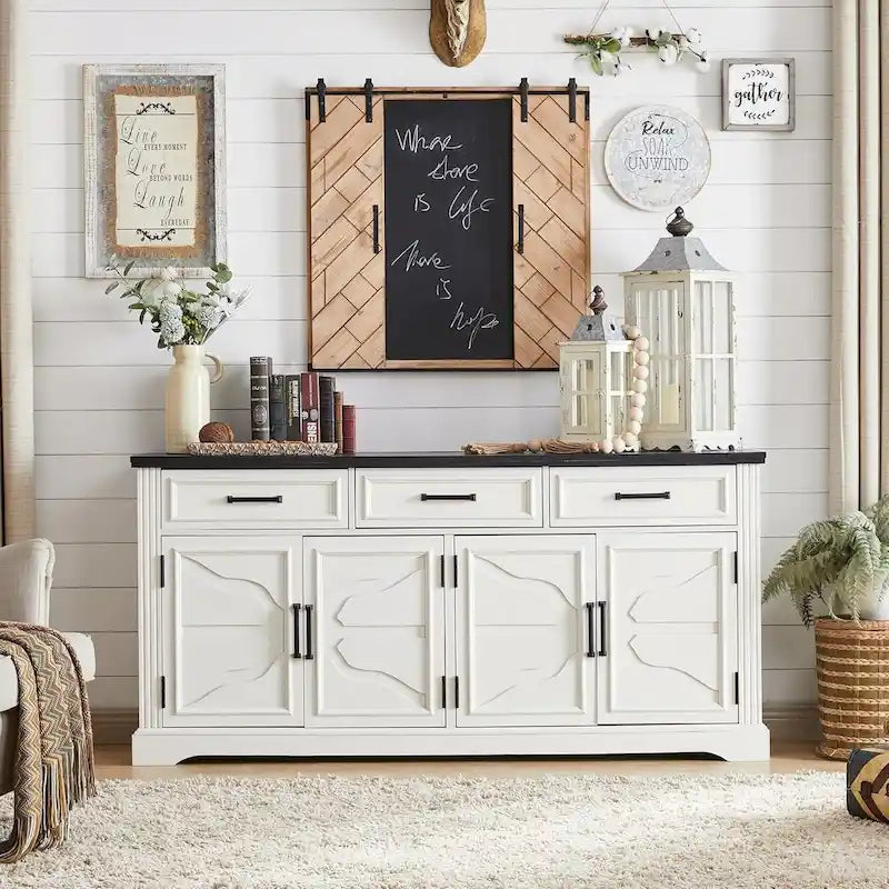 Farmhouse Buffet Sideboard Cabinet Coffee Bar Wine Bar for Dining Room