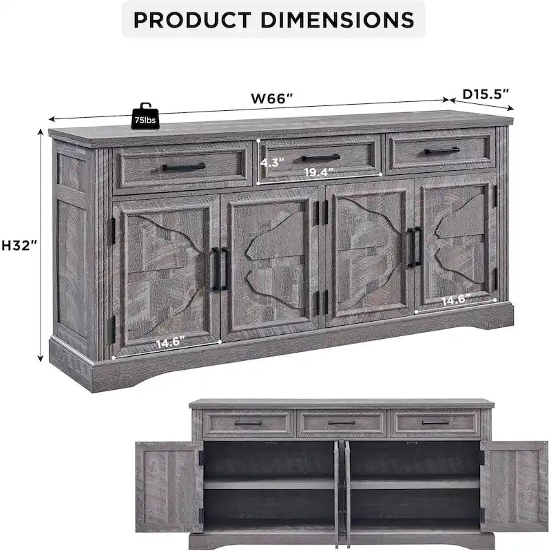 Farmhouse Buffet Sideboard Cabinet Coffee Bar Wine Bar for Dining Room