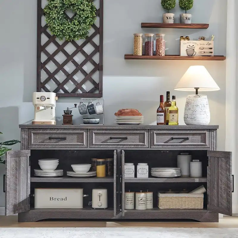 Farmhouse Buffet Sideboard Cabinet Coffee Bar Wine Bar for Dining Room