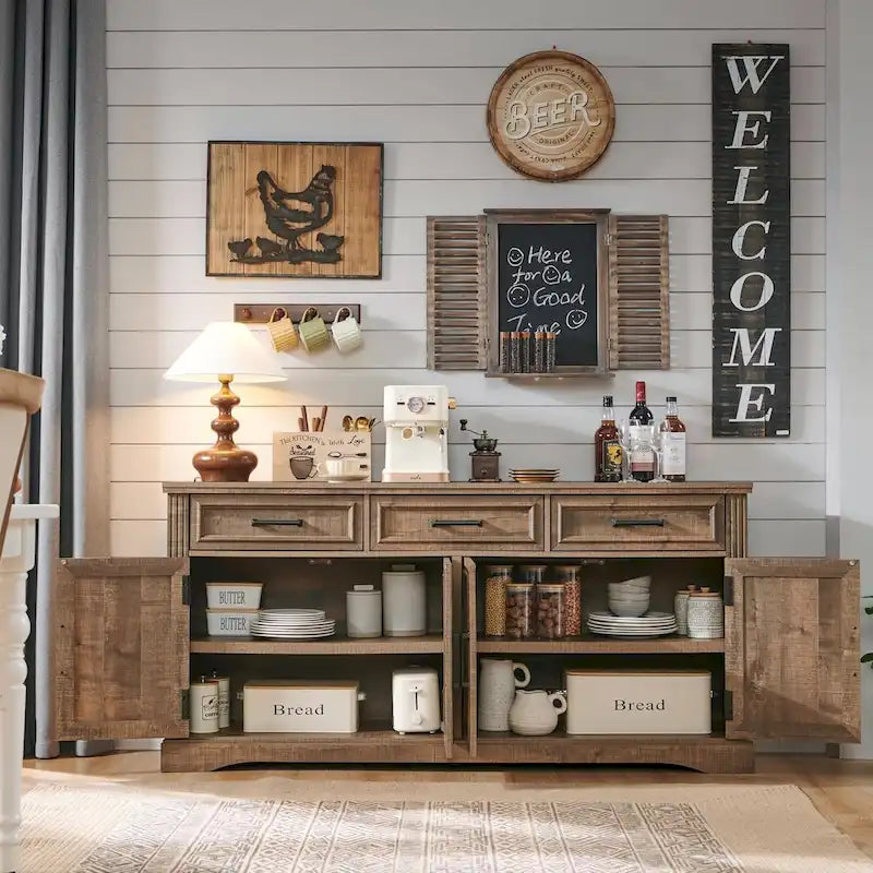Farmhouse Buffet Sideboard Cabinet Coffee Bar Wine Bar for Dining Room