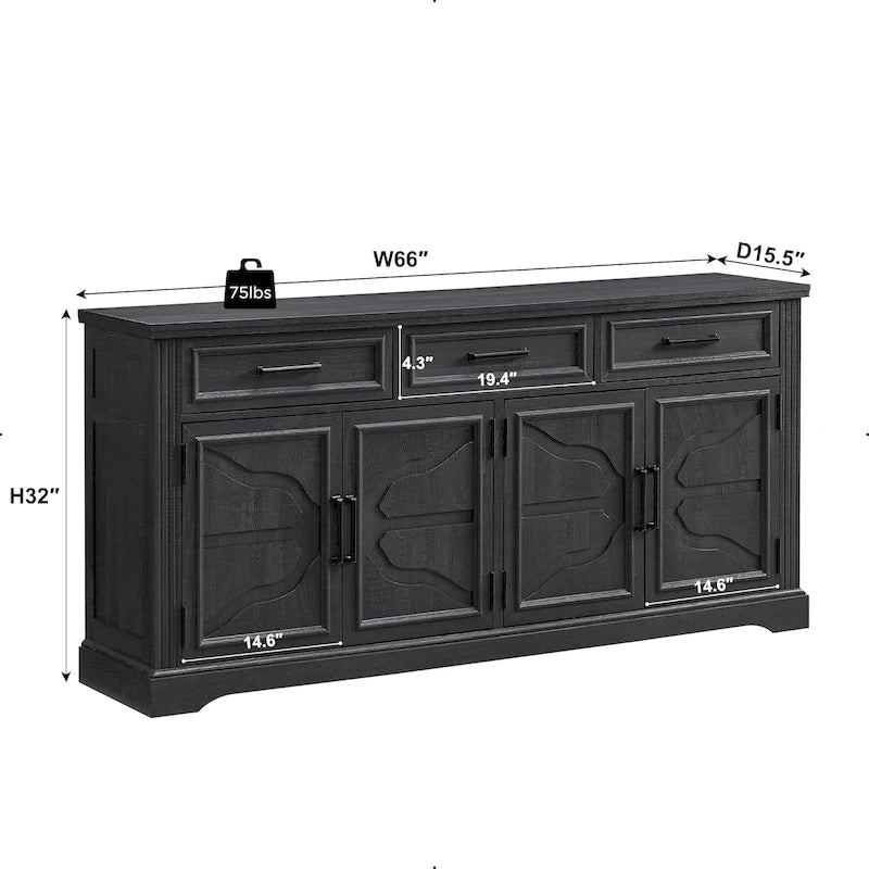 Farmhouse Buffet Sideboard Cabinet Coffee Bar Wine Bar for Dining Room