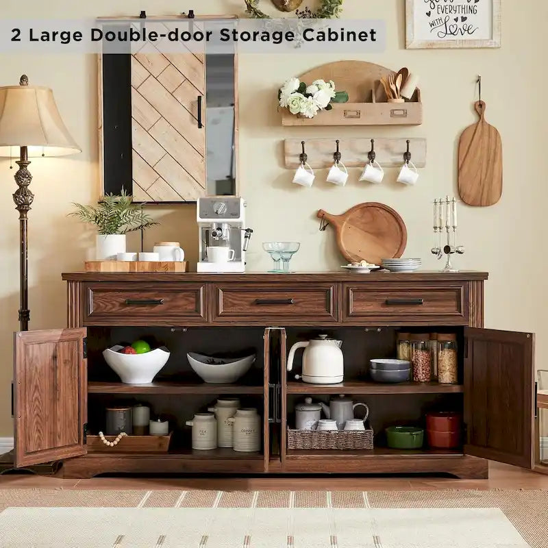 Farmhouse Buffet Sideboard Cabinet Coffee Bar Wine Bar for Dining Room