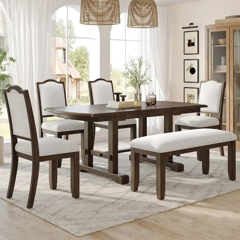 Tavolo da pranzo allungabile da 60-78", tavolo da cucina in legno stile rustico con prolunga rimovibile per 4-8 persone