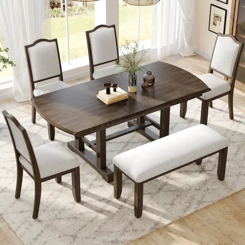 Tavolo da pranzo allungabile da 60-78", tavolo da cucina in legno stile rustico con prolunga rimovibile per 4-8 persone
