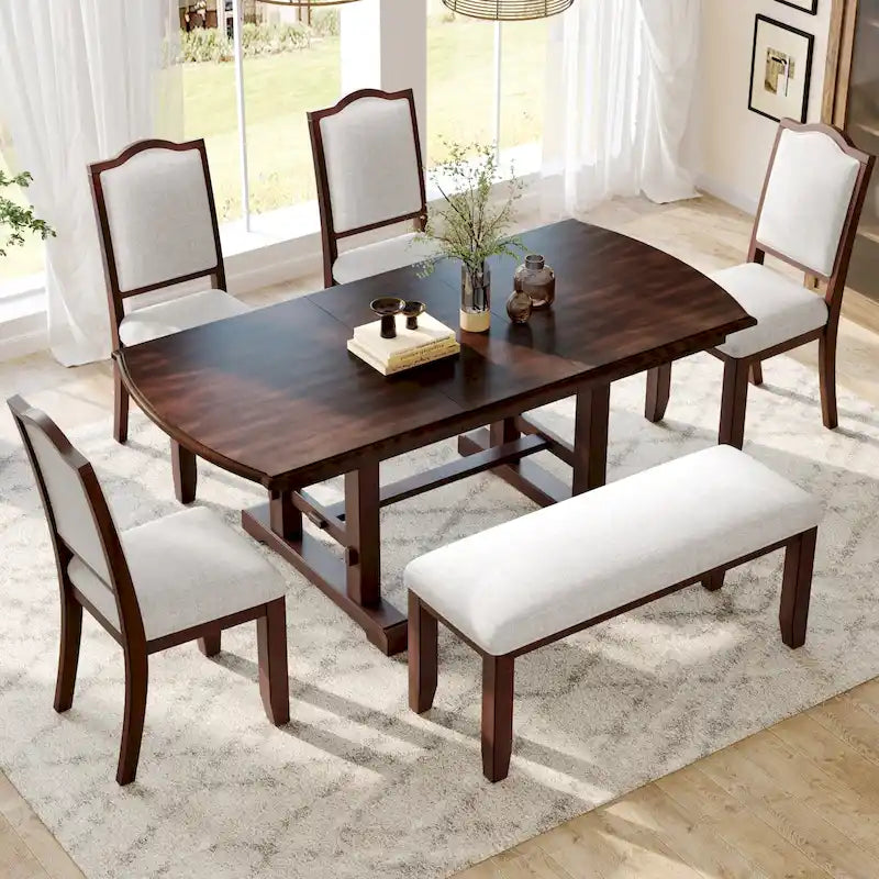 Tavolo da pranzo allungabile da 60-78", tavolo da cucina in legno stile rustico con prolunga rimovibile per 4-8 persone