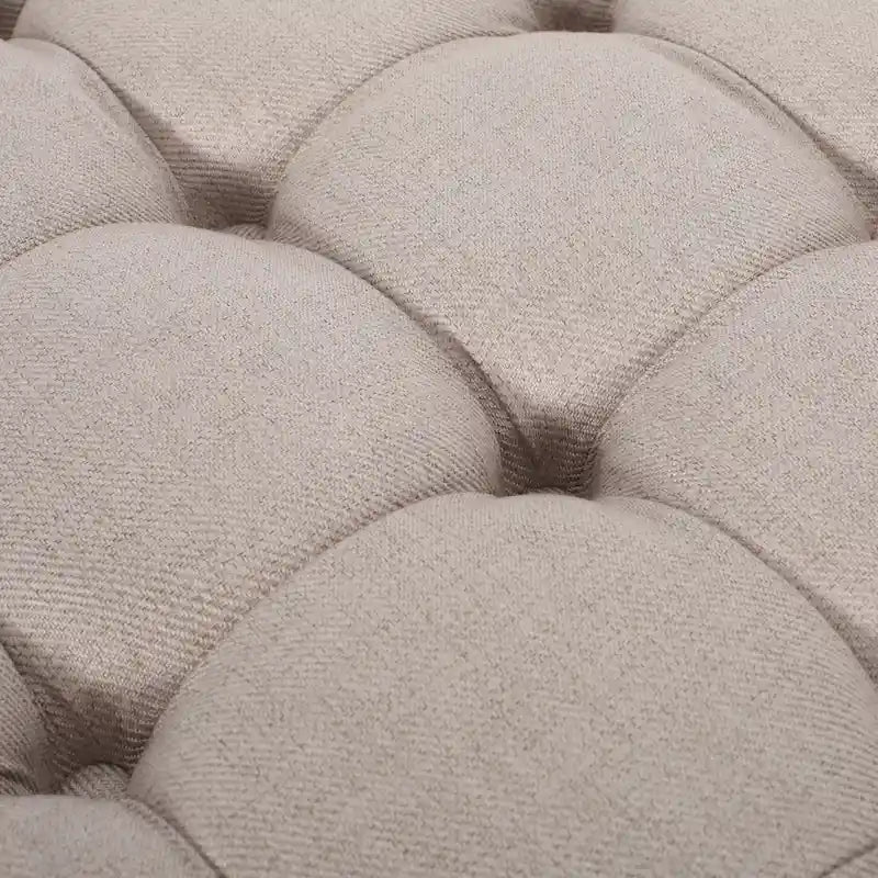 Contemporary Round Ottoman with Rolling Casters and Button Tufted Upholstery