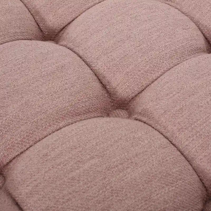 Contemporary Round Ottoman with Rolling Casters and Button Tufted Upholstery