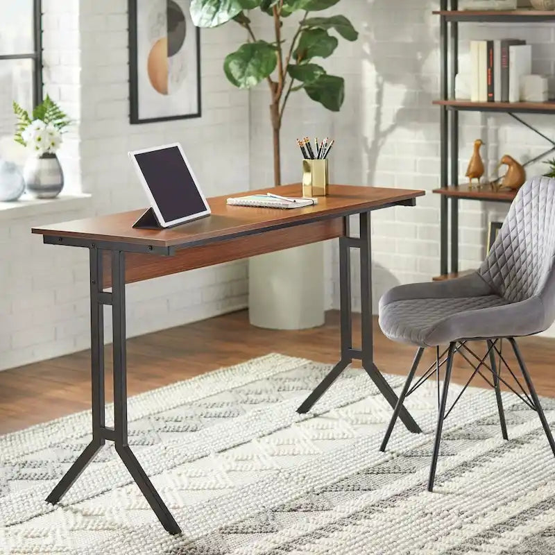Modern Home Office Desk with Metal Legs and Laminated MDF Top