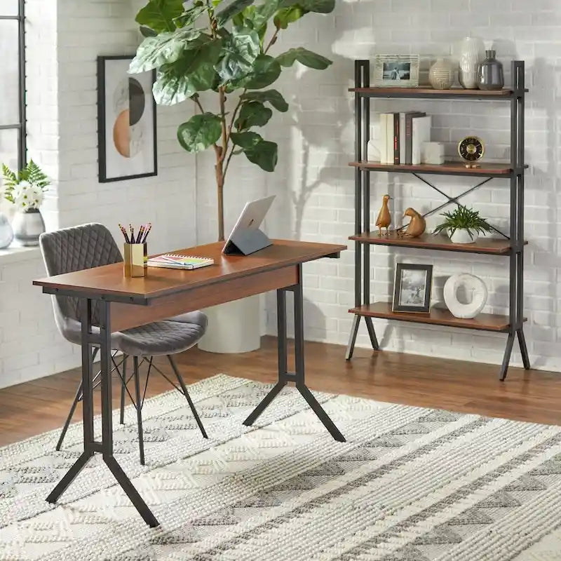 Modern Home Office Desk with Metal Legs and Laminated MDF Top