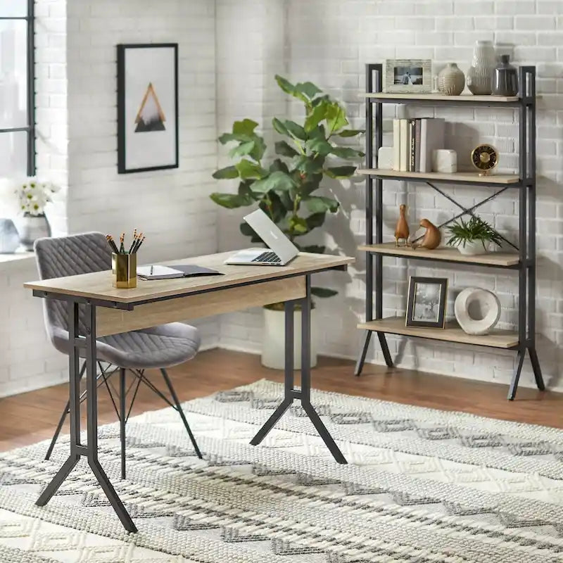 Modern Home Office Desk with Metal Legs and Laminated MDF Top