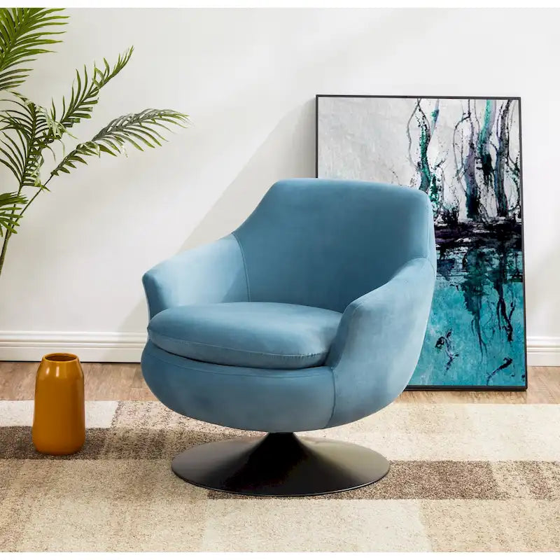 Citrine Velvet Swivel Accent Chair Mid-Century Modern Living Room