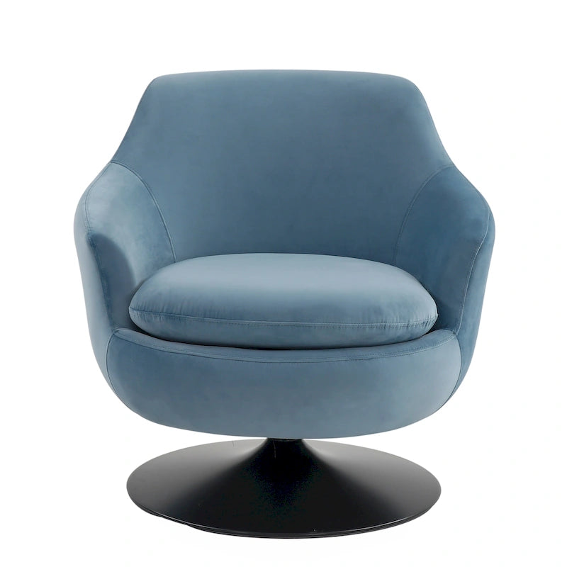 Drehbarer Akzentsessel aus Citrin-Samt im modernen Mid-Century-Stil für das Wohnzimmer