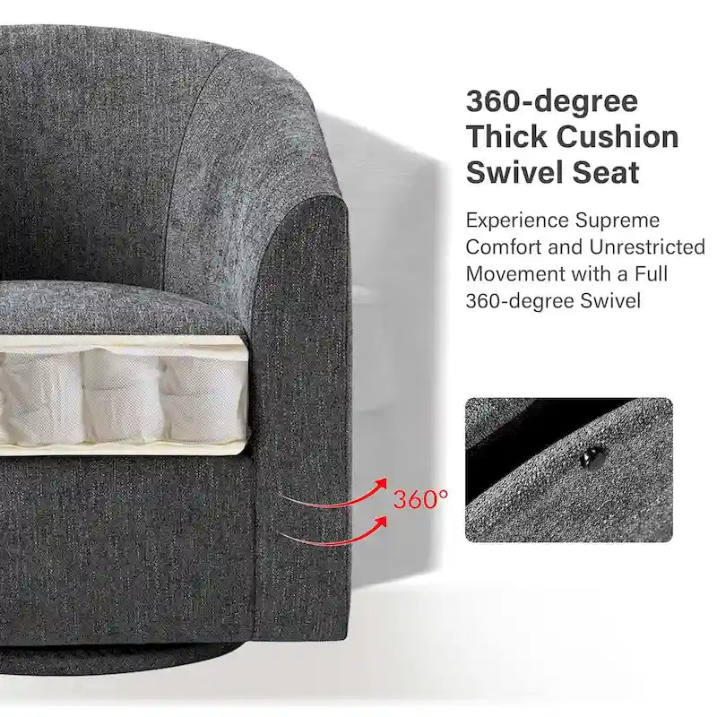 Fauteuil tonneau moderne rembourré avec base pivotante
