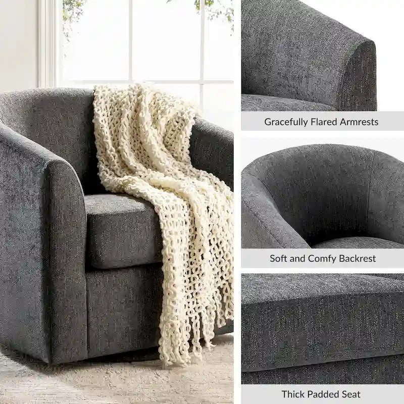 Fauteuil tonneau moderne rembourré avec base pivotante