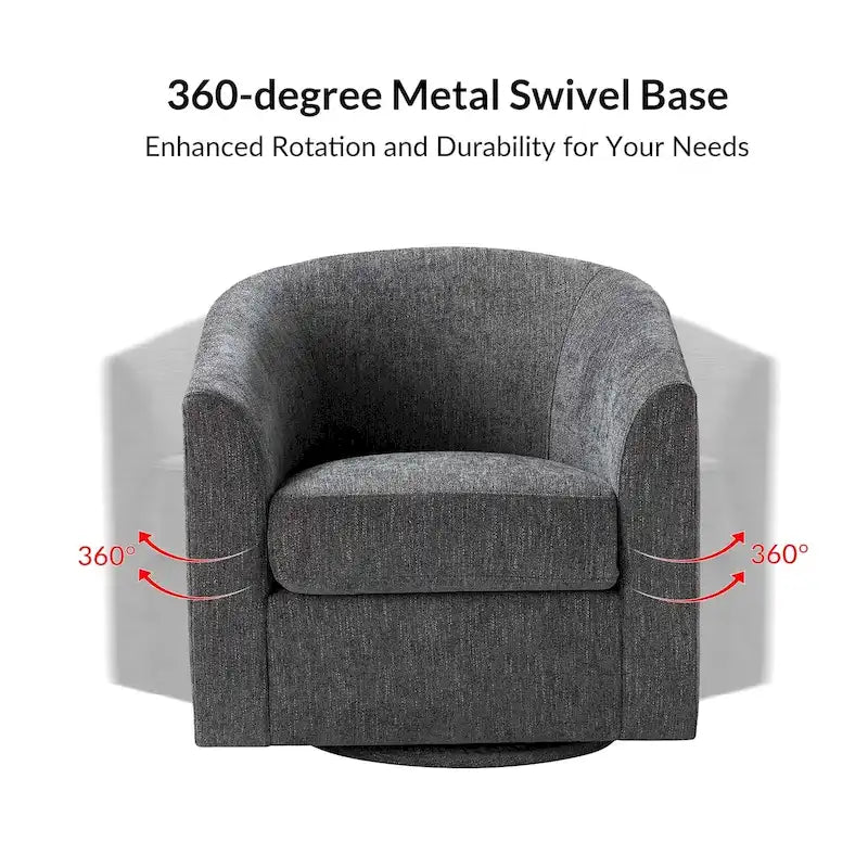 Fauteuil tonneau moderne rembourré avec base pivotante