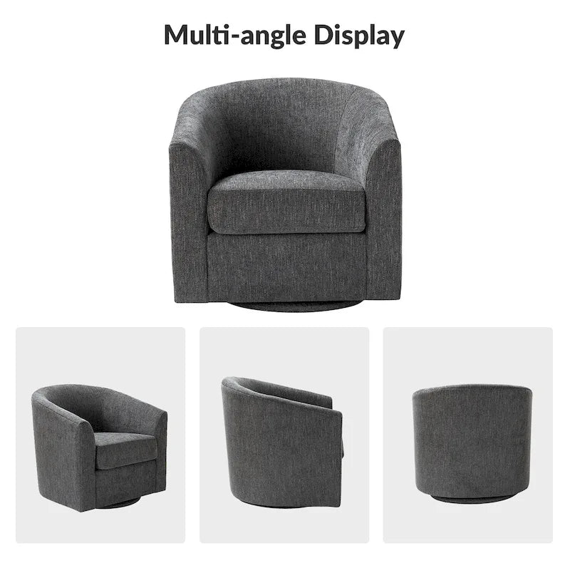 Fauteuil tonneau moderne rembourré avec base pivotante