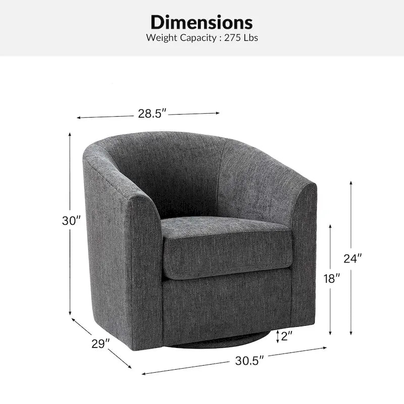 Fauteuil tonneau moderne rembourré avec base pivotante