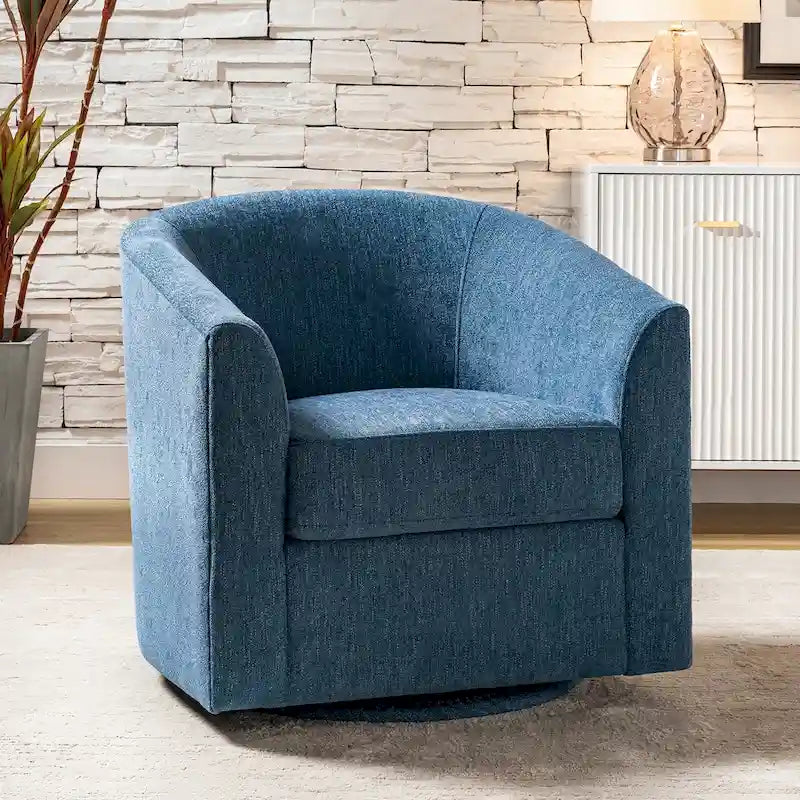 Fauteuil tonneau moderne rembourré avec base pivotante