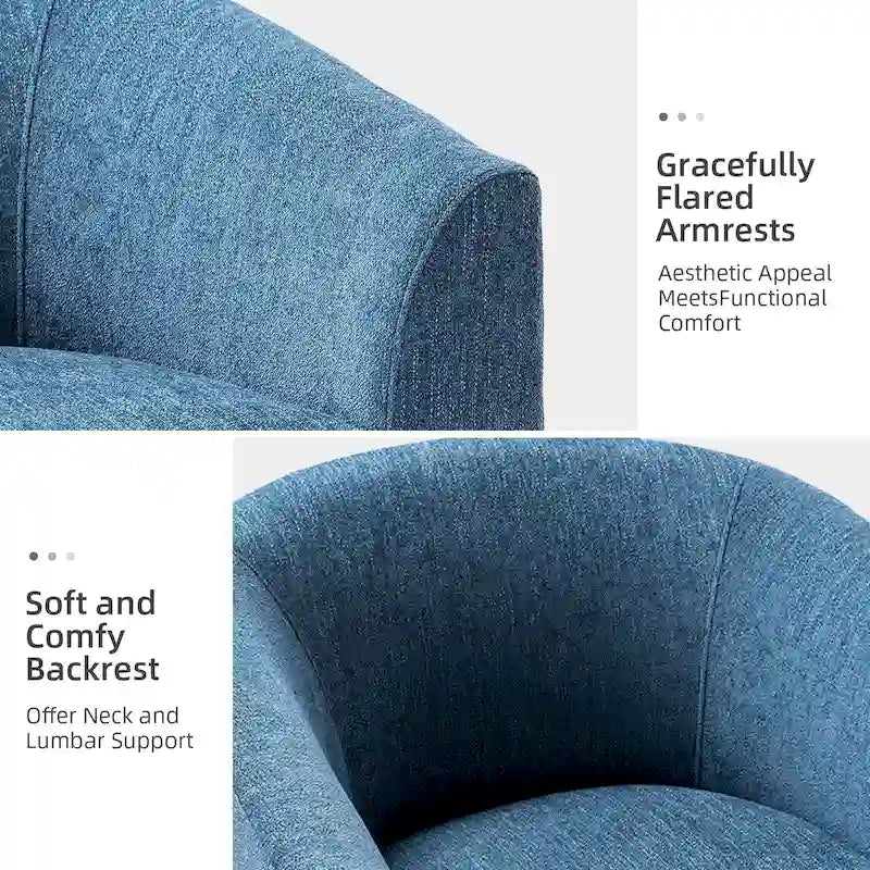 Fauteuil tonneau moderne rembourré avec base pivotante