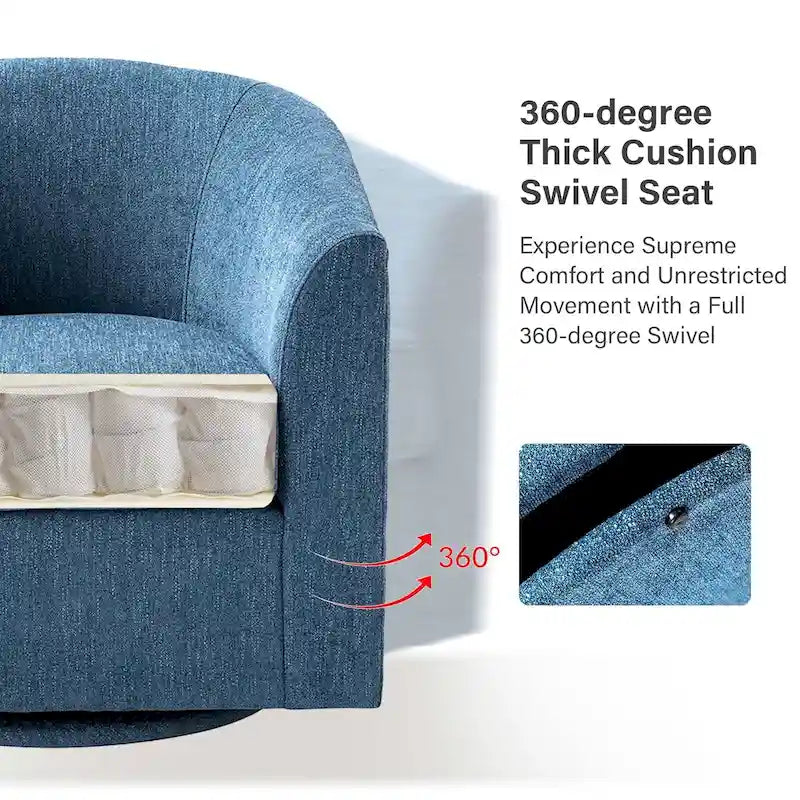 Fauteuil tonneau moderne rembourré avec base pivotante