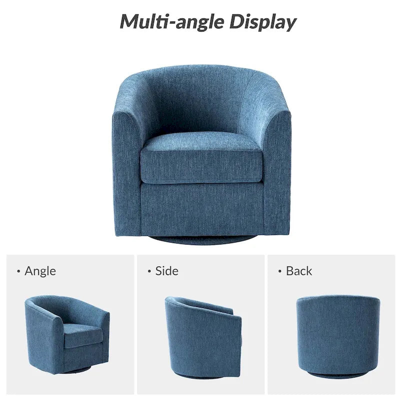 Fauteuil tonneau moderne rembourré avec base pivotante