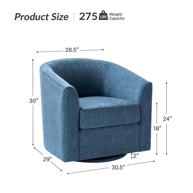 Fauteuil tonneau moderne rembourré avec base pivotante