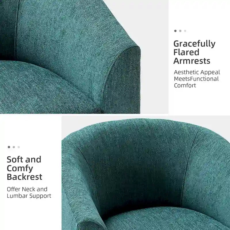 Fauteuil tonneau moderne rembourré avec base pivotante
