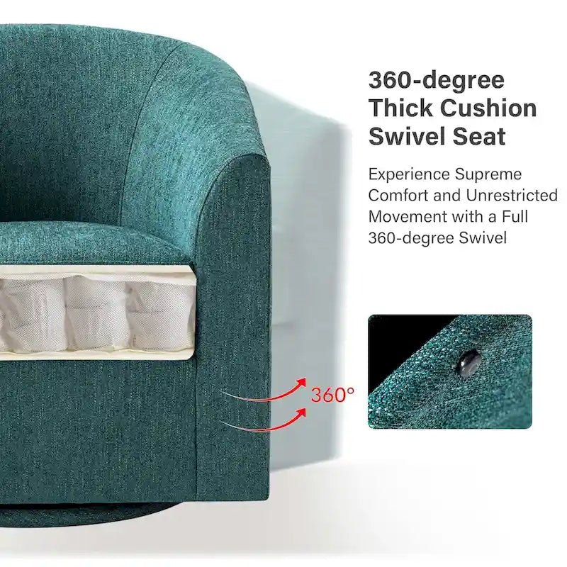 Fauteuil tonneau moderne rembourré avec base pivotante