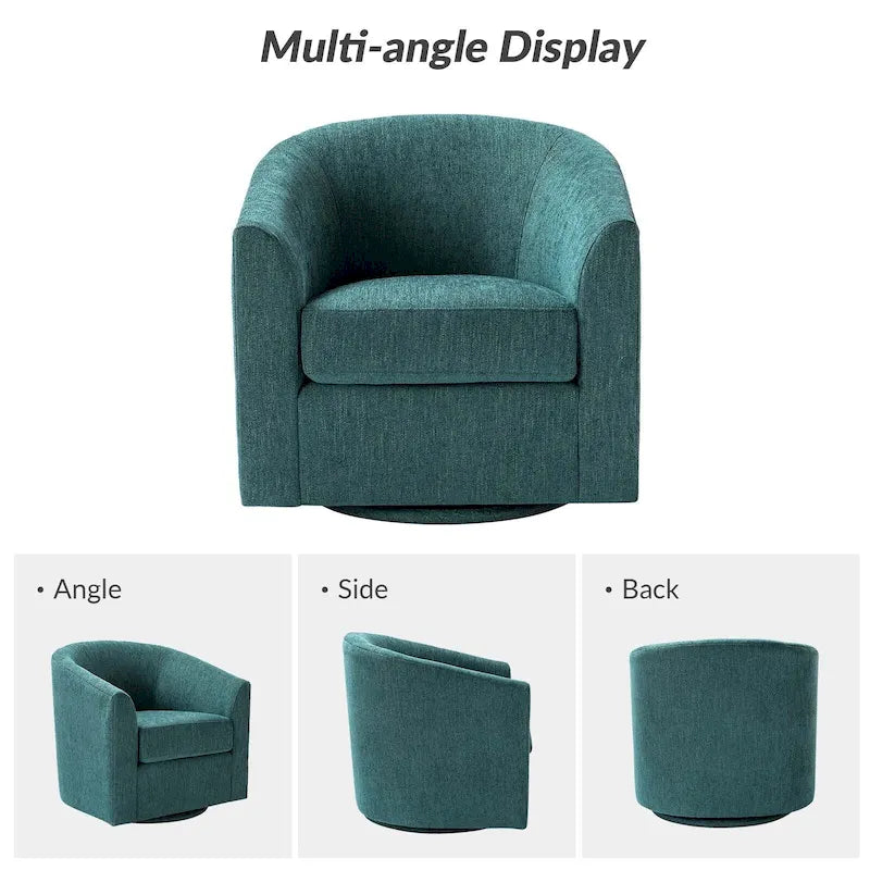 Fauteuil tonneau moderne rembourré avec base pivotante