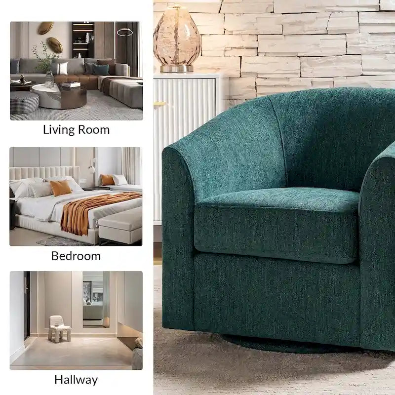 Fauteuil tonneau moderne rembourré avec base pivotante
