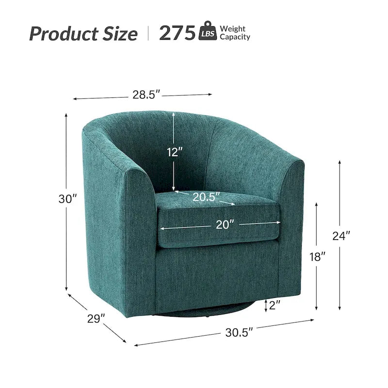 Fauteuil tonneau moderne rembourré avec base pivotante