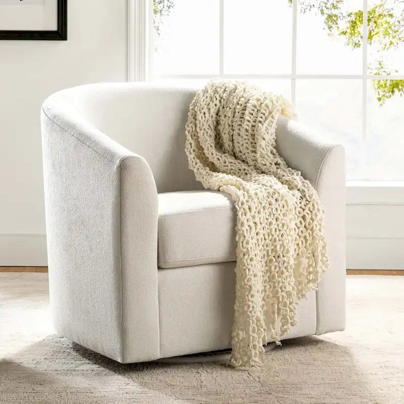 Fauteuil tonneau moderne rembourré avec base pivotante