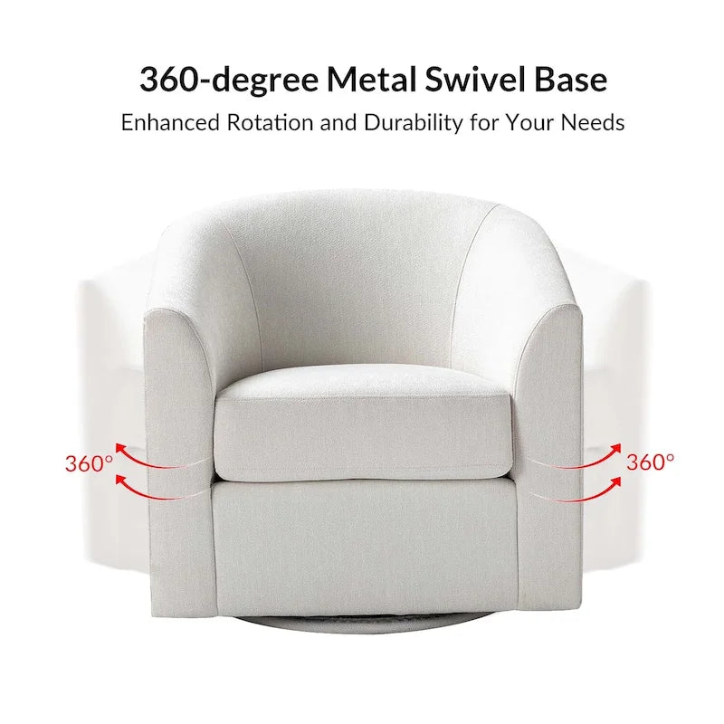 Fauteuil tonneau moderne rembourré avec base pivotante