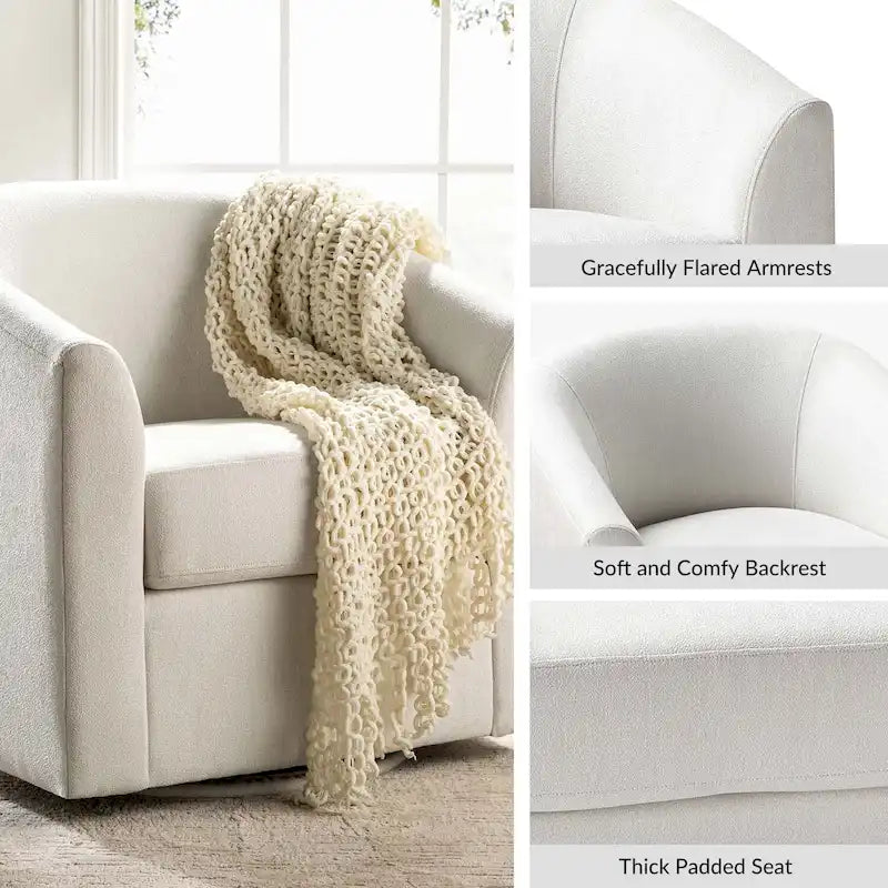 Fauteuil tonneau moderne rembourré avec base pivotante