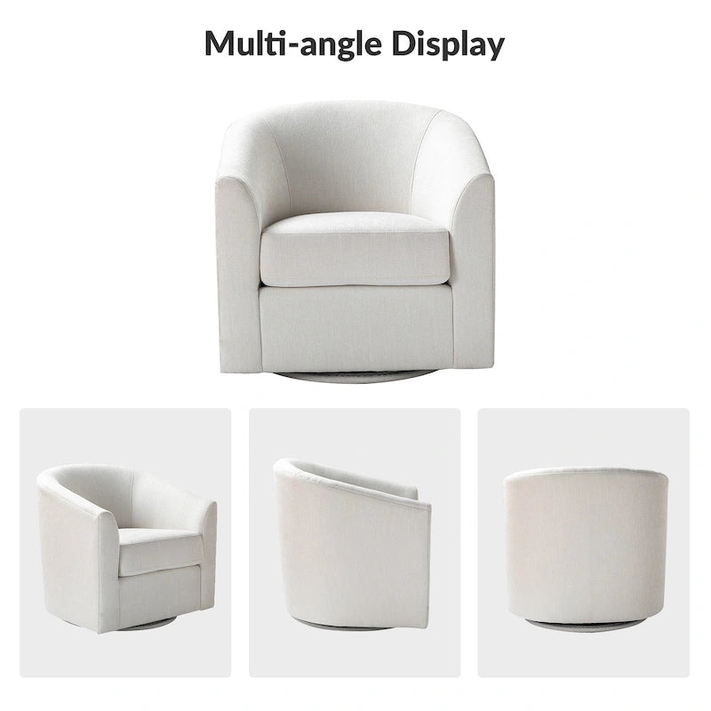 Fauteuil tonneau moderne rembourré avec base pivotante