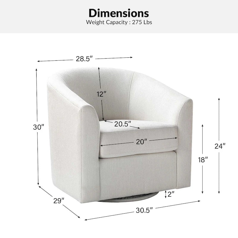 Fauteuil tonneau moderne rembourré avec base pivotante