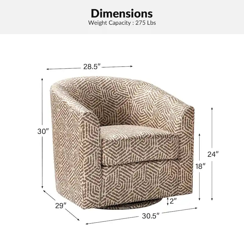 Fauteuil tonneau moderne rembourré avec base pivotante