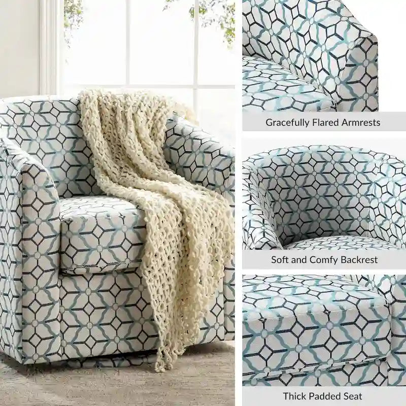 Fauteuil tonneau moderne rembourré avec base pivotante