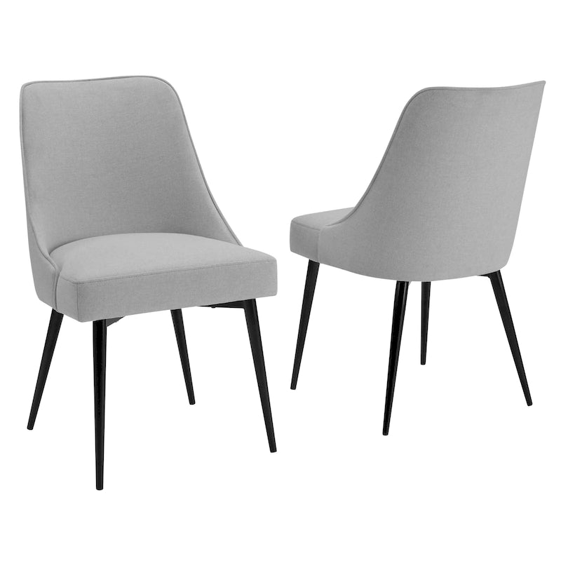 Juego de 2 sillas de comedor modernas de estilo mid-century, tapizadas de tela y sin reposabrazos