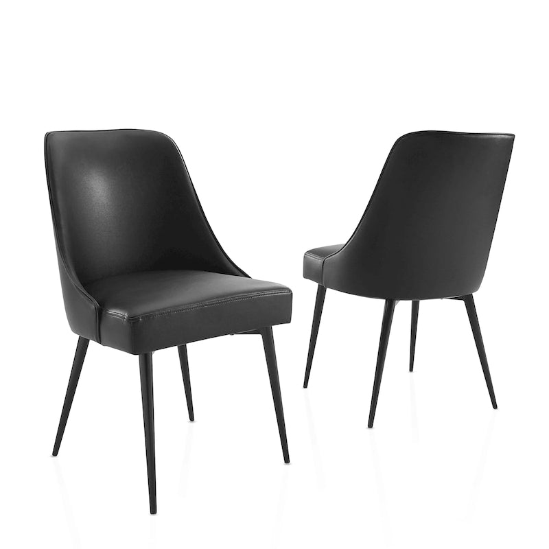 Juego de 2 sillas de comedor modernas de estilo mid-century, tapizadas de tela y sin reposabrazos