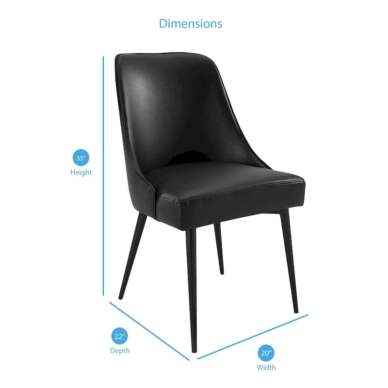Juego de 2 sillas de comedor modernas de estilo mid-century, tapizadas de tela y sin reposabrazos