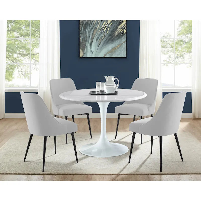 Juego de 2 sillas de comedor modernas de estilo mid-century, tapizadas de tela y sin reposabrazos