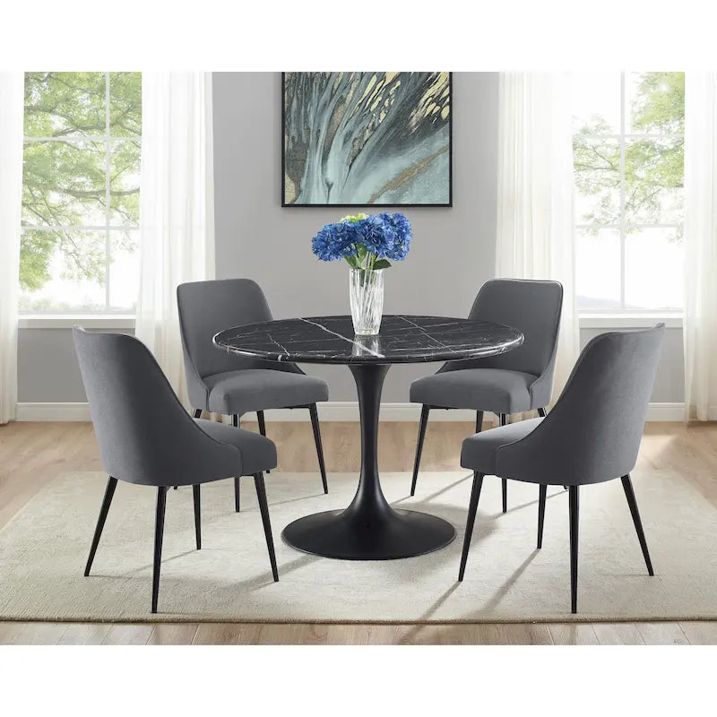 Juego de 2 sillas de comedor modernas de estilo mid-century, tapizadas de tela y sin reposabrazos