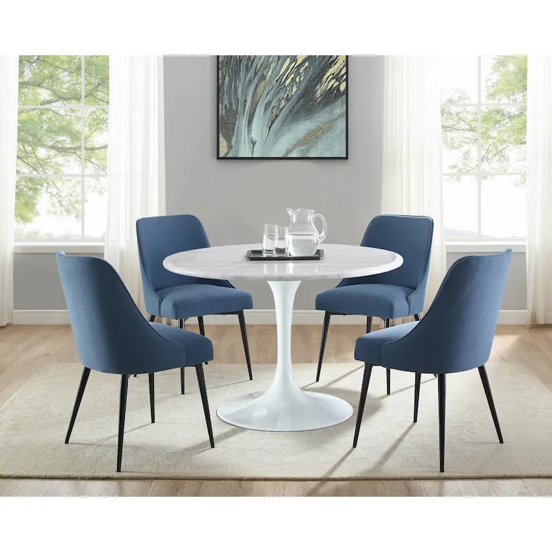 Juego de 2 sillas de comedor modernas de estilo mid-century, tapizadas de tela y sin reposabrazos