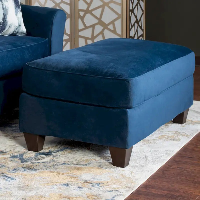Polsterhocker und Fußstütze aus marineblauem Stoff, Akzentsitz für das Wohnzimmer