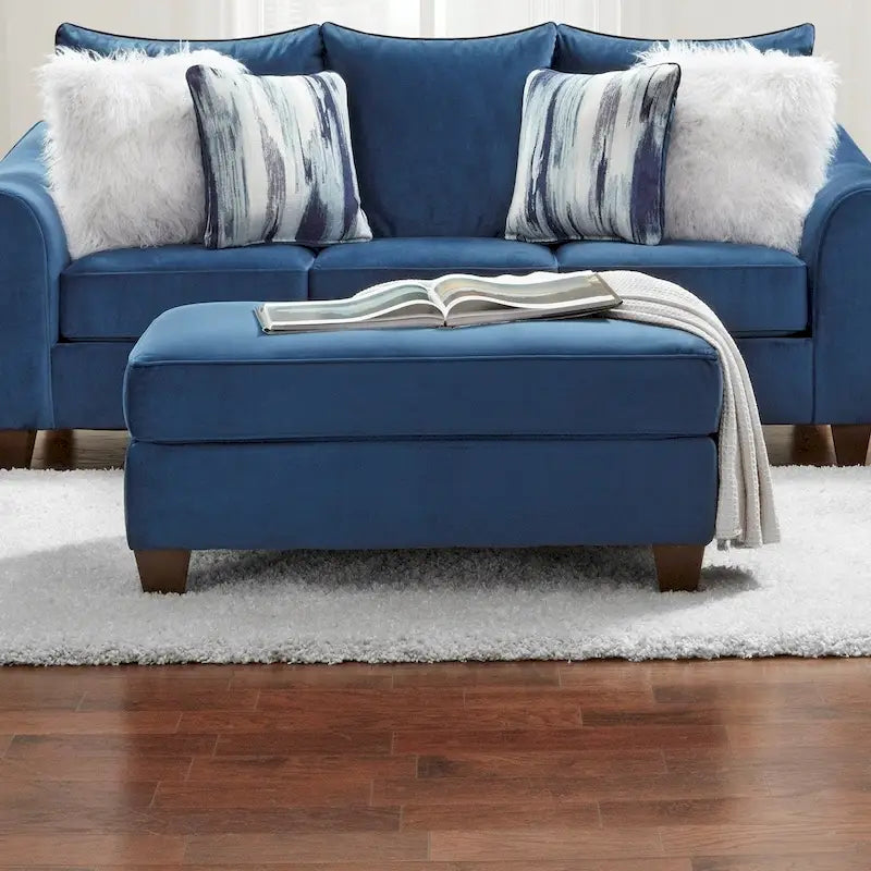 Polsterhocker und Fußstütze aus marineblauem Stoff, Akzentsitz für das Wohnzimmer